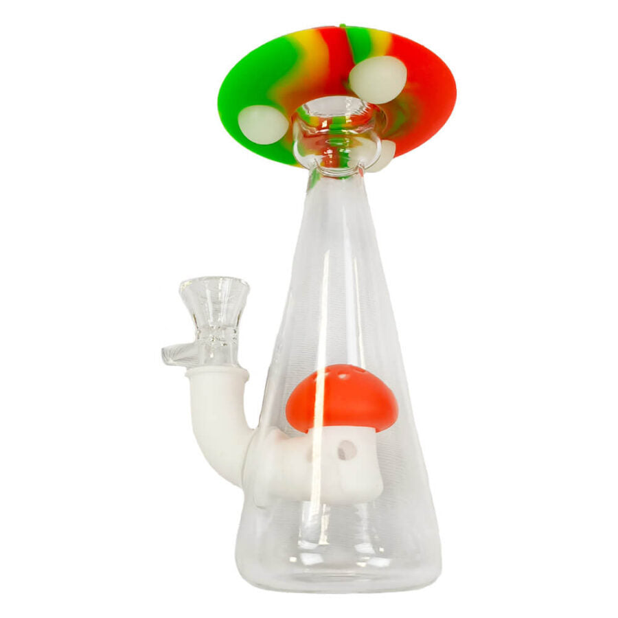 Bong - vetro-silicone per funghi Spaceship che si illumina al buio 18 cm
